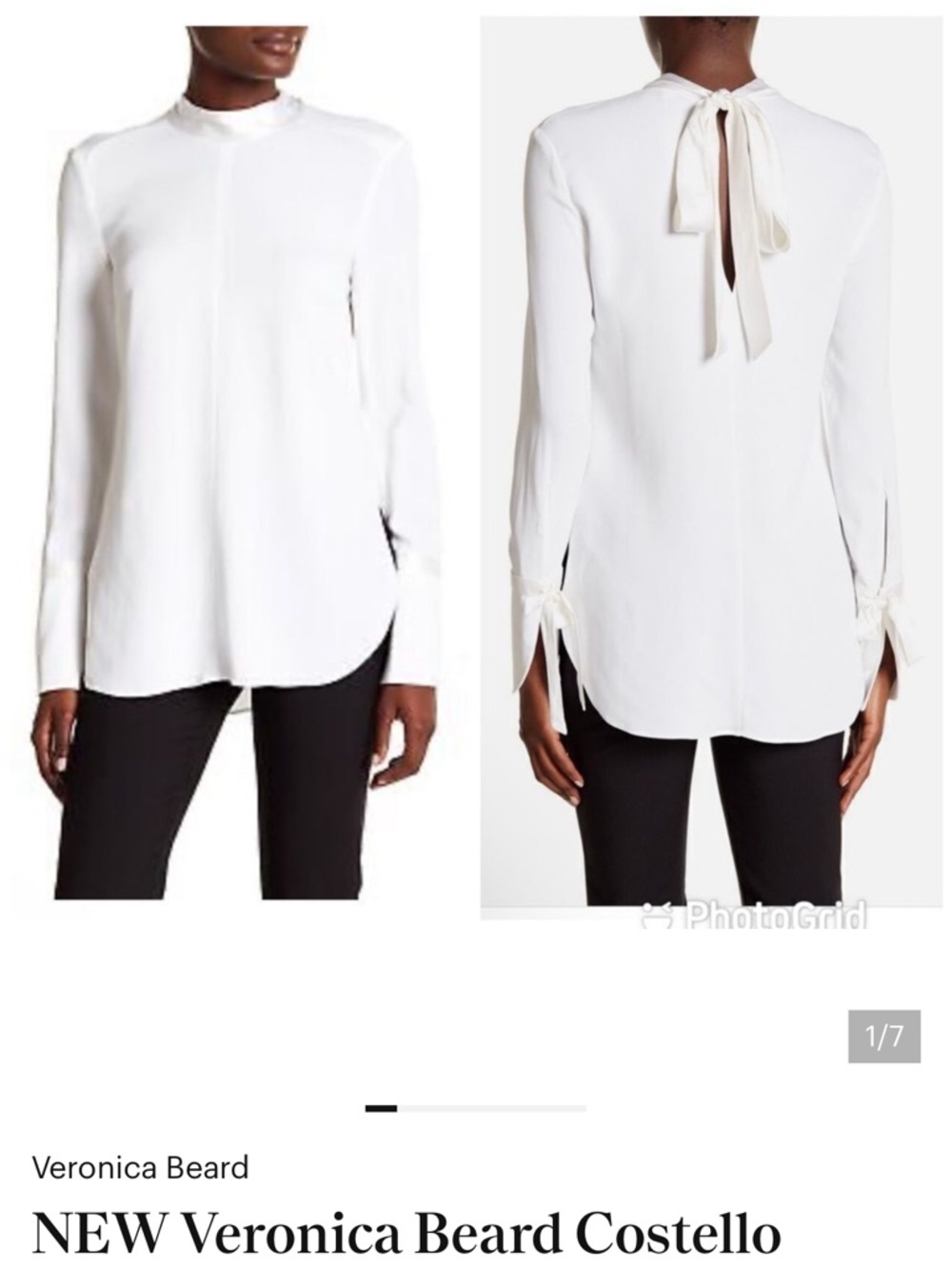 Veronica Beard Women's White Costello Tie-Back Blouse